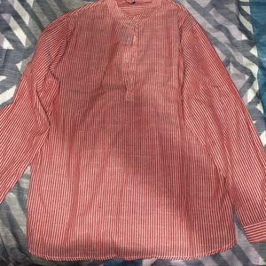 Stripped Half Button Long Sleeve Shirt